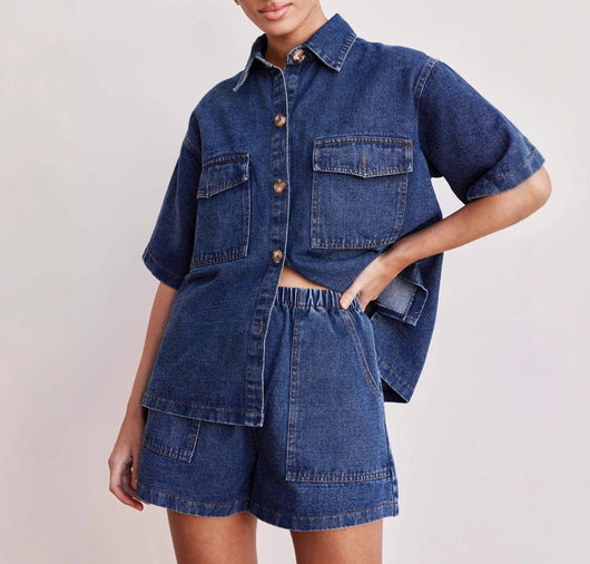 Conjunto de Blusa Suelta con Bolsillos y Pantalón Corto - Image 7