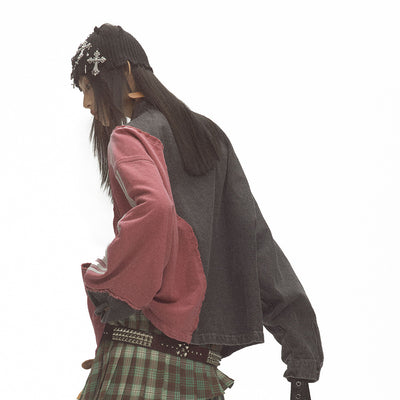 Chaqueta Denim Patchwork Contraste - Unisex Estilo Street - Image 9