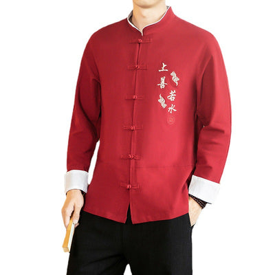 Camisa Retro Bordada para Hombre Estilo Chino Primavera Otoño - Image 7