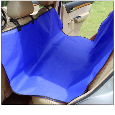 Black Oxford cloth pet car seat cover installed in a car's back seat, forming a hammock to protect upholstery. - Image 3