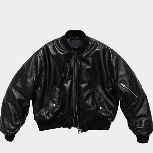 Chaqueta de Cuero PU Negra Acolchada - Abrigo Cálido y Elegante para Otoño