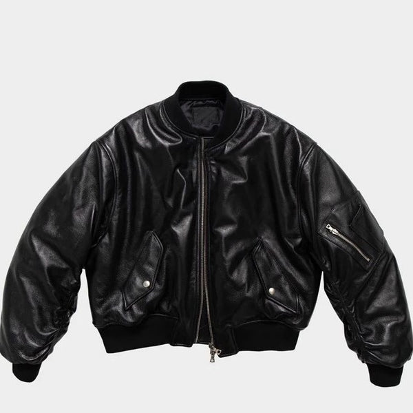 Chaqueta de Cuero PU Negra Acolchada - Abrigo Cálido y Elegante para Otoño