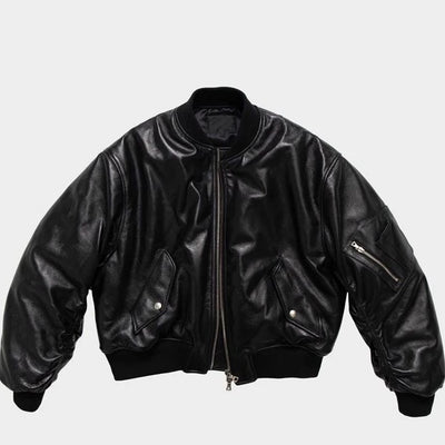 Chaqueta de Cuero PU Negra Acolchada - Abrigo Cálido y Elegante para Otoño