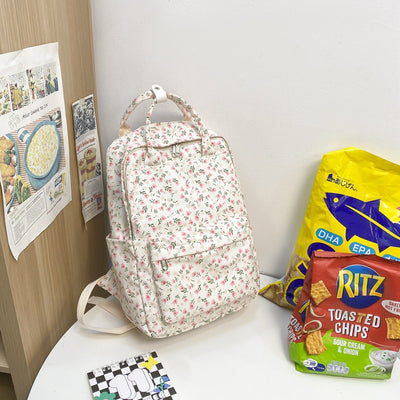 Mochila Escolar Estilo Coreano con Flores para Niñas - Primaria y Secundaria - Image 4