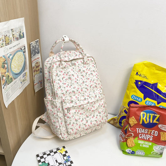 Mochila Escolar Estilo Coreano con Flores para Niñas - Primaria y Secundaria - Image 4