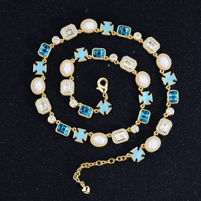 Collar Crucifijo para Hombre con Diseño de Gota Mixta y Efecto Aceite - Image 15