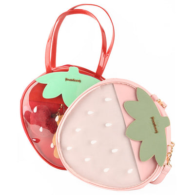 Bolsa Transparente Strawberry Soft-Girl con Diseño de Bandolera - Image 5