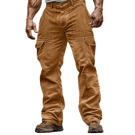 Pantalón de Pana Resistente con Cintura Elástica y Múltiples Bolsillos para Hombre - Image 5