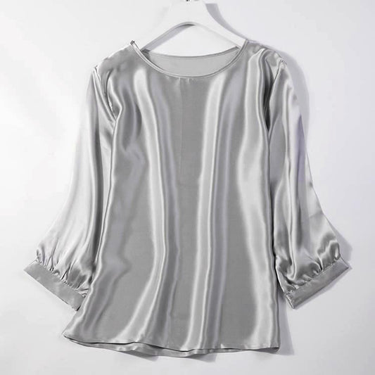 Camisa de Seda de Gusano de Seda con Perla Brillante y Satén - Image 2