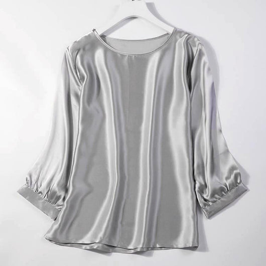 Camisa de Seda de Gusano de Seda con Perla Brillante y Satén - Image 2
