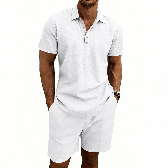 Conjunto de Shorts e Camiseta de Linho Masculino - Caimento Relaxado
