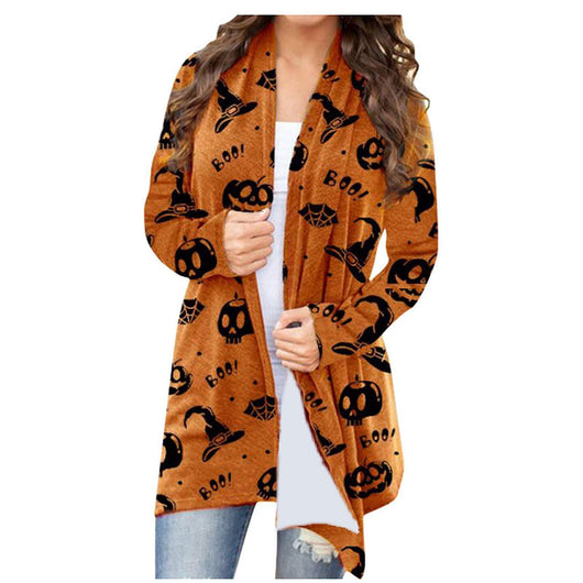 Abrigo Casual Versátil con Temática Halloween para Mujer - Image 13