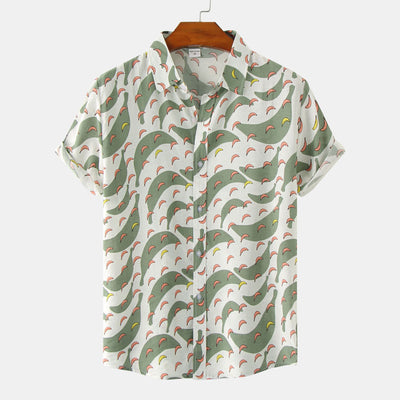 Camisa Estampada de Manga Corta para Hombre con Diseño Floral - Image 14