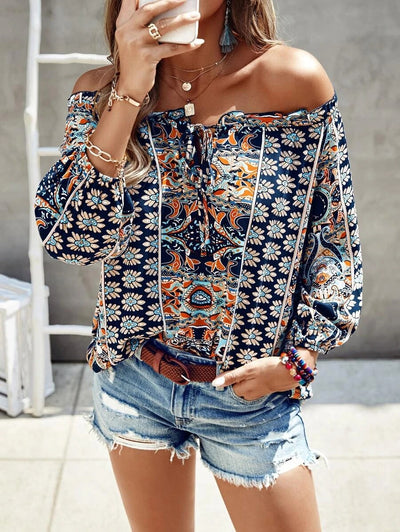 Blusa Floral con Volantes y Nudo Frontal para Mujer - Image 4