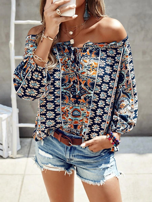 Blusa Floral con Volantes y Nudo Frontal para Mujer - Image 4