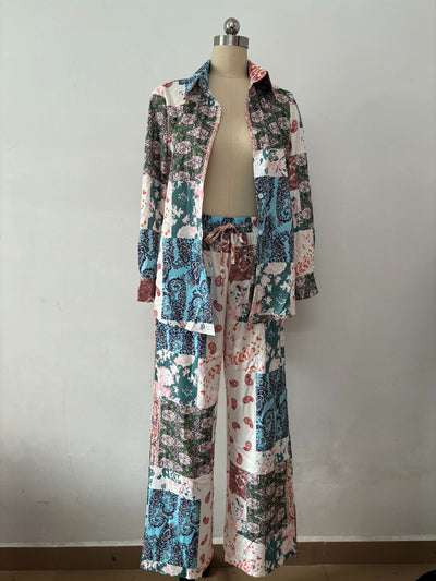 Conjunto Estampado Europeo Americano: Blusa Manga Larga y Pantalón para Mujer - Image 14