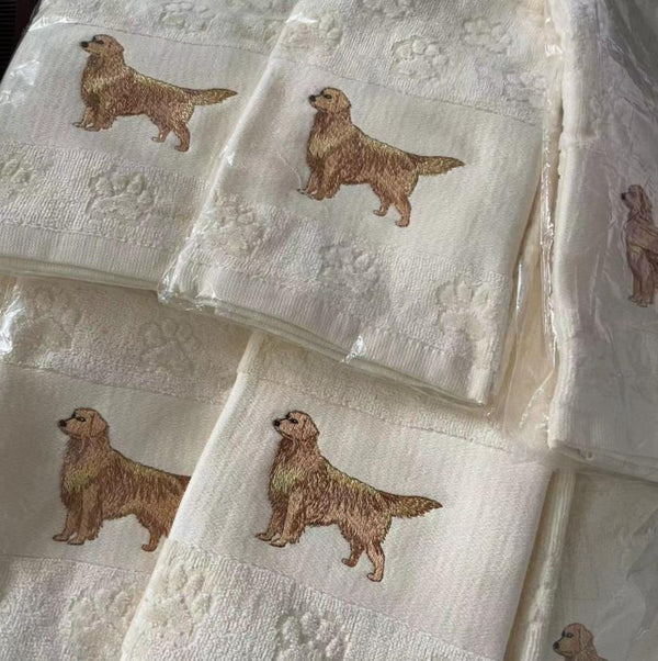 Toalla Absorbente para Mascotas con Bordado de Perro
