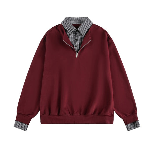 Sudadera Polo Falso Dos Piezas Hombre Estilo Universitario Otoño - Image 9