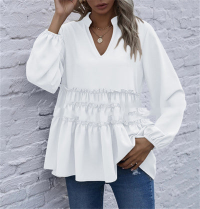 Blusa Cuello V con Volantes en Dobladillo - Image 2