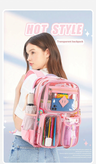 Mochila Escolar Transparente Impermeable para Primaria y Secundaria - Image 19