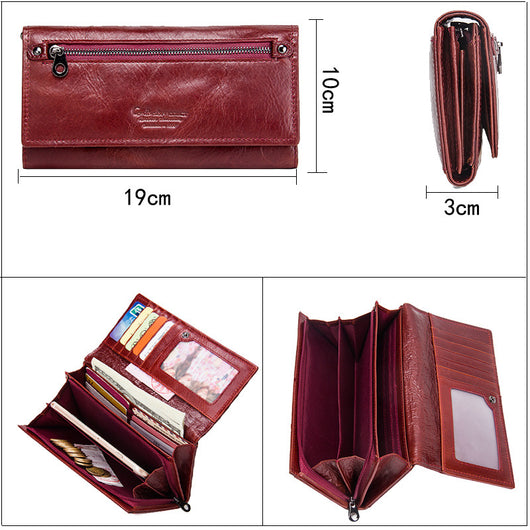 Cartera Larga de Cuero para Mujer con Múltiples Compartimentos - Image 9