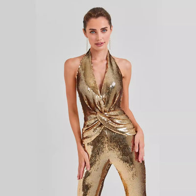 Jumpsuit Elegante sin Espalda con Lentejuelas para Mujer - Image 2