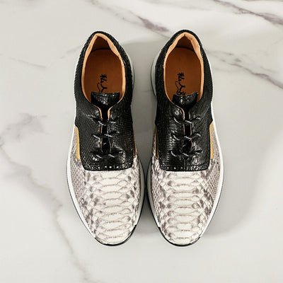 Tenis Estilo Británico Cabeza Redonda con Textura Piel de Serpiente Transpirable - Image 2