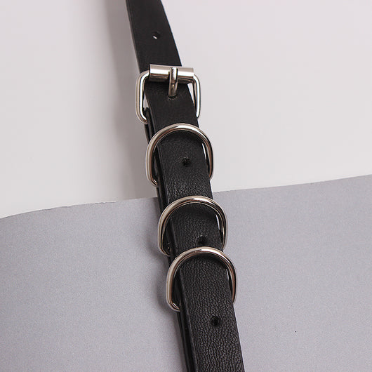 Cadena de Cuero Negro con Correa y Diseño Cóncavo - Image 19