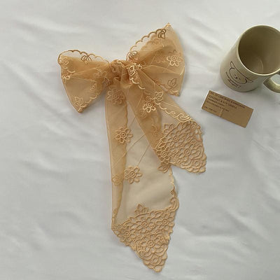 Pañuelo de Seda Bordado con Encaje - Cinta para Cabello Elegante - Image 15