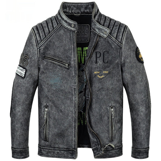 Chaqueta de Cuero Vintage Desgastada para Hombre - Image 2