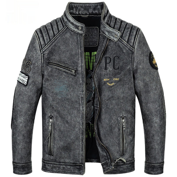Chaqueta de Cuero Vintage Desgastada para Hombre