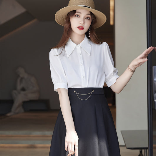 Blusa Amarilla Manga Corta para Mujer - Ropa de Negocios Profesional - Image 4