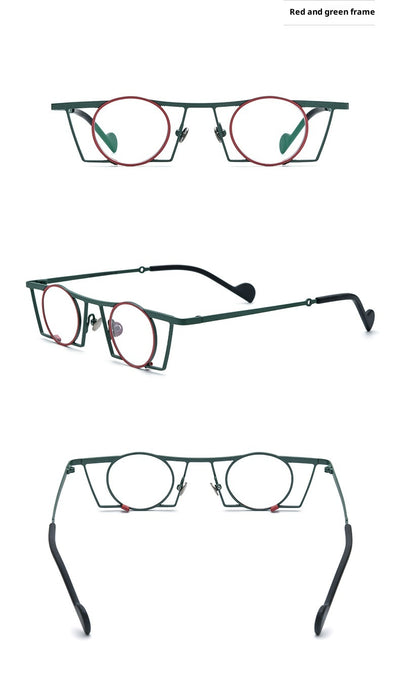 Gafas Retro Redondas de Titanio Puro con Combinación de Colores - Image 15