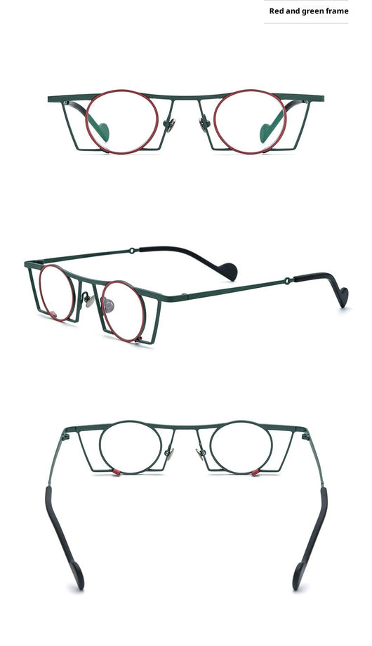 Gafas Retro Redondas de Titanio Puro con Combinación de Colores - Image 15