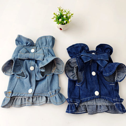 Vestido Denim para Perros y Gatos con Arnés y Gancho para Correa - Image 8