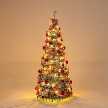 Árbol de Navidad Verde Terciopelo Plegable con Luces Cálidas - Image 11
