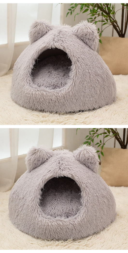 Cama Cálida Semiencerrada para Gatos con Peluche Suave - Image 15