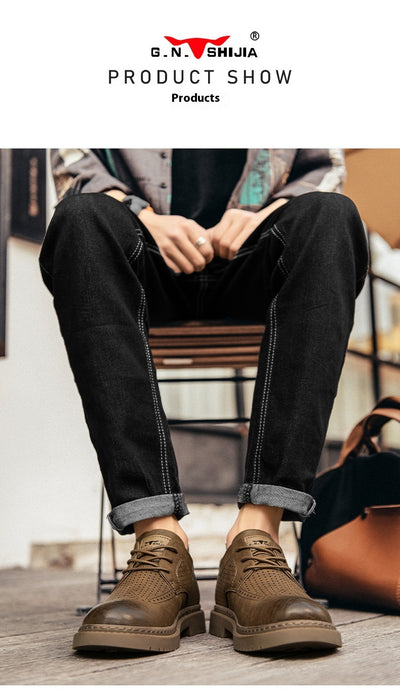 Zapatos Casuales de Cuero Estilo Británico con Suela Blanda para Hombre - Image 10
