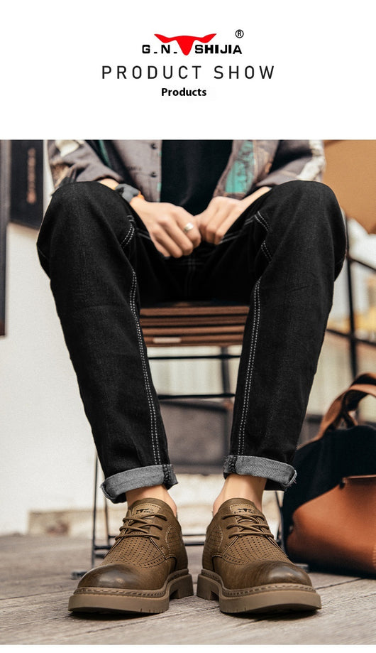 Zapatos Casuales de Cuero Estilo Británico con Suela Blanda para Hombre - Image 10