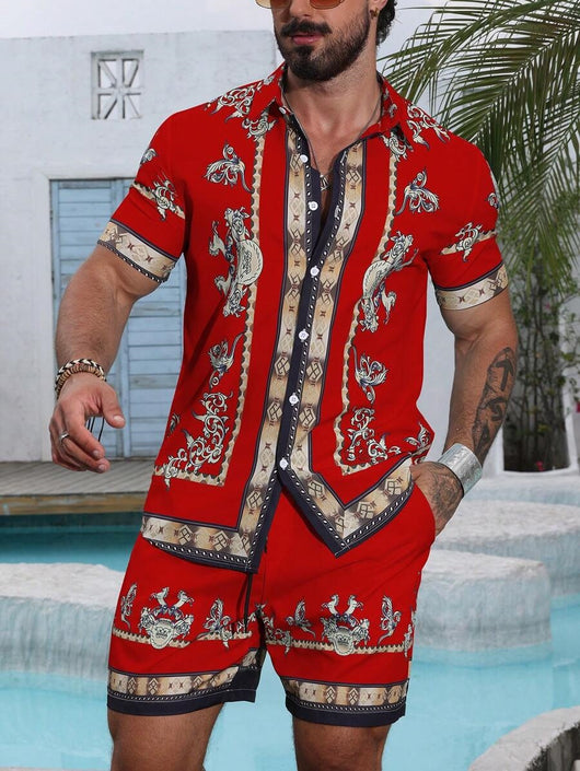 Conjunto Hombre Impresión 3D - Camisa y Shorts Holgados - Image 34