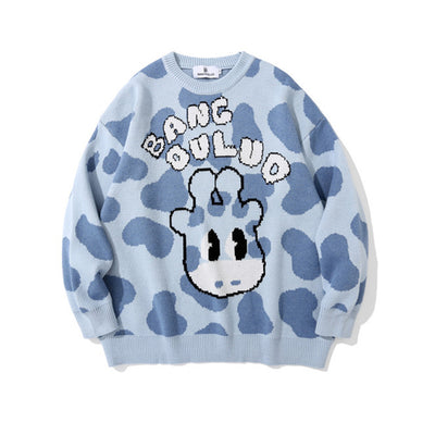 Suéter Holgado para Hombre con Cuello Redondo y Estampado Jirafa - Image 18
