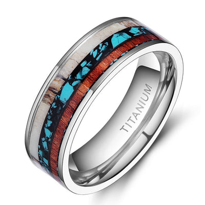 Anillo de Madera Incrustada con Patrón de Cuerno - Lujo Creativo - Image 7