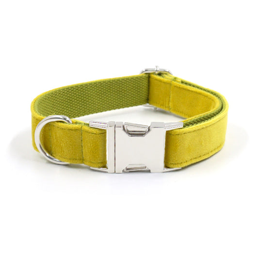 Collar de Terciopelo Amarillo y Verde para Perro