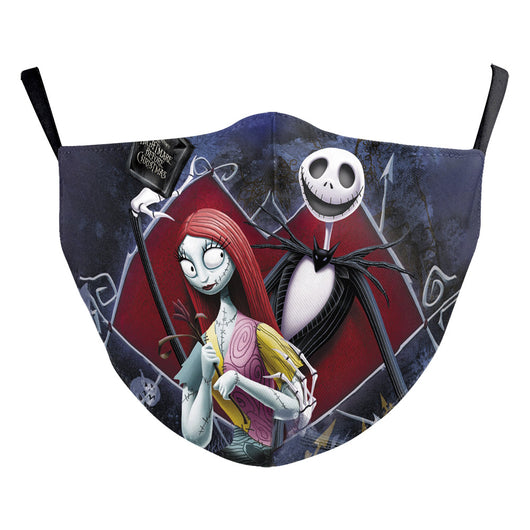 Black ear hook dust mask with white spiderweb pattern and small red spiders, perfect for Halloween. - Image 21