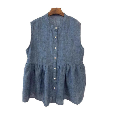 Vestido Bandage Artístico Retro Japonés de Lino para Mujer sin Mangas - Image 5