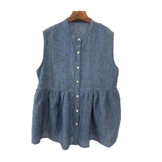 Vestido Bandage Artístico Retro Japonés de Lino para Mujer sin Mangas - Image 5