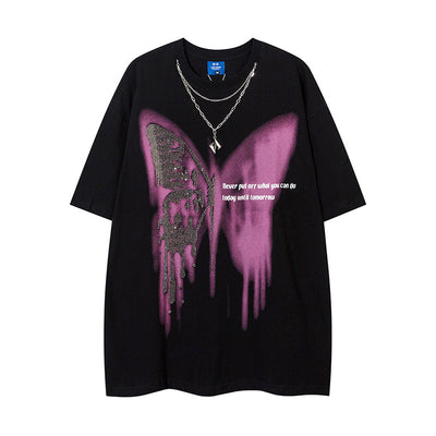 Playera para Hombre con Estampado de Mariposa y Cristales Brillantes - Image 4