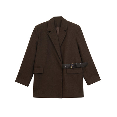 Blazer de Lana Estilo Americano con Hombreras Acolchadas para Mujer - Image 7