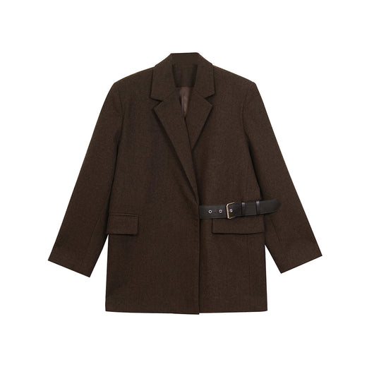 Blazer de Lana Estilo Americano con Hombreras Acolchadas para Mujer - Image 7
