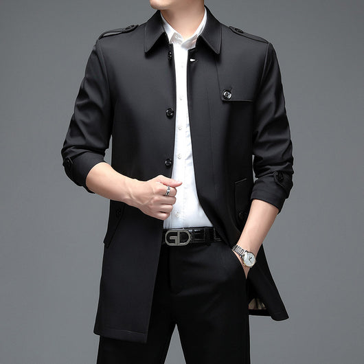 Abrigo Tipo Gabardina Casual Largo para Hombre - Image 6